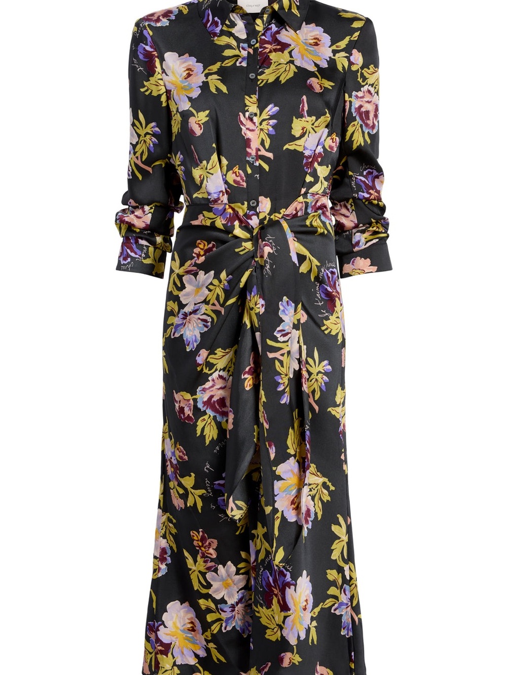 NWOT 5 a7 cinq a sept BRIGITTE BLACK YELLOW FLORAL JACEY FAUX WRAP DRESS SZ 2 - Picture 2 of 7